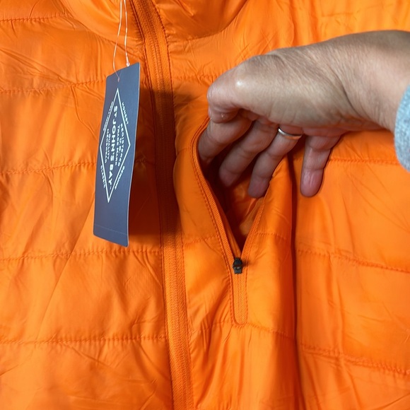 New men Sz XL packable puffer zip up orange casual light travel jacket coat - Picture 6 of 10